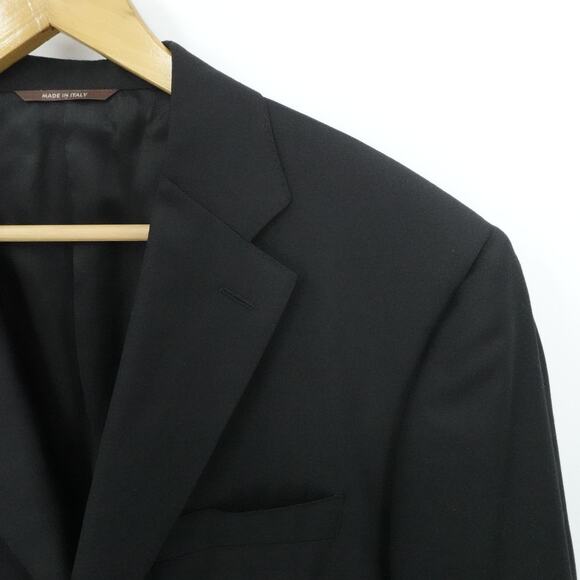 Canali Blazer Mens 44 Regular Black Wool Made Italy Tailored Suit Jacket Classic - Picture 1 of 16